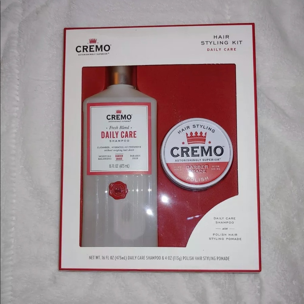 New Cremo men’s hair styling shampoo kit